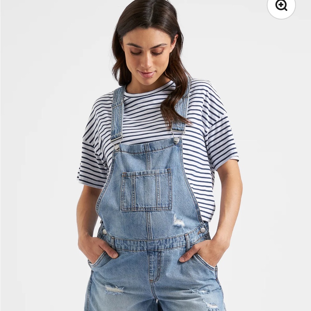Denim Overalls with Striped Tee